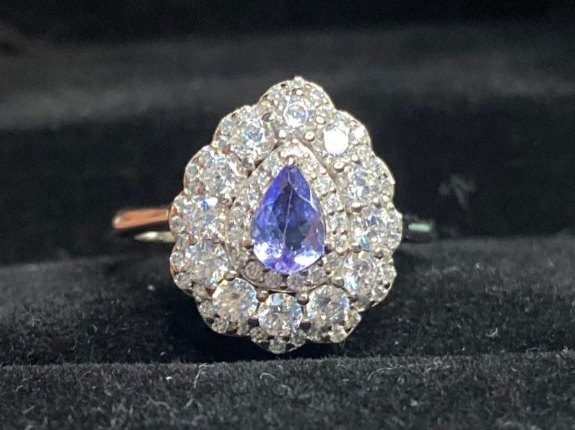 Anelli: Wunderschöner Tansanit Ring mit Diamant Immitaten 925 Silber – Nuovo (secondo la descrizione) da St. Gallen venduto da GIULESGG 1