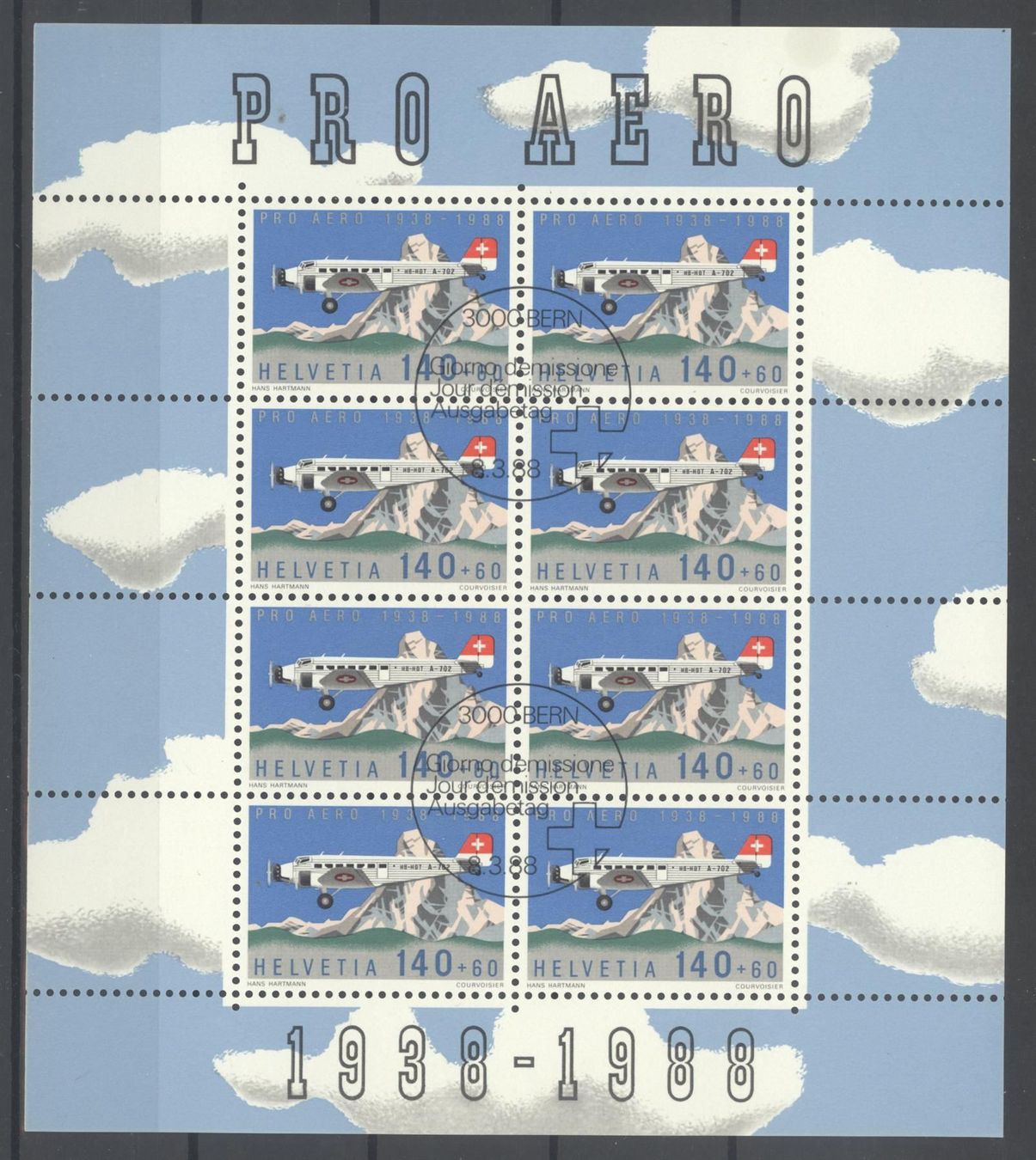 Tutti i francobolli: 1988, Block Pro Aero, ET – Usato da Willisau venduto da Vollstempel