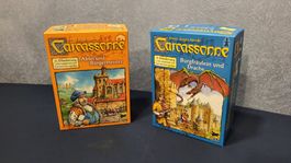 2 leere Kartonschachteln "Carcassonne"