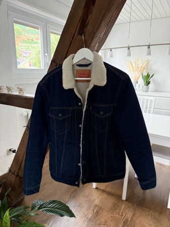 Levi's Jeansjacke mit Sherpa-Kragen dunkelblau, Grösse M