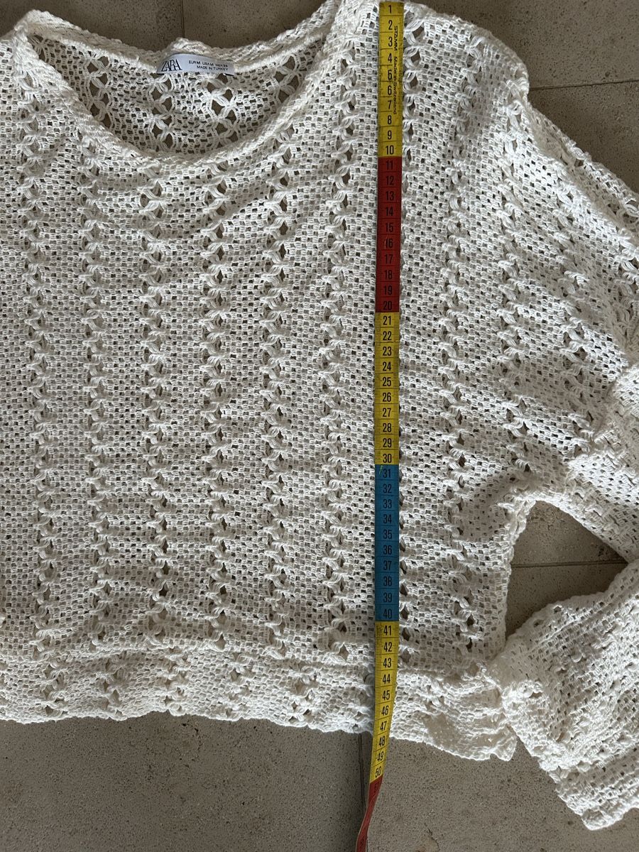 Zara Pullover & Sweatshirts: Damen Strickpullover Zara weiss Grösse M gehäkelt – Gebraucht aus Buchs SG von Sunie 3