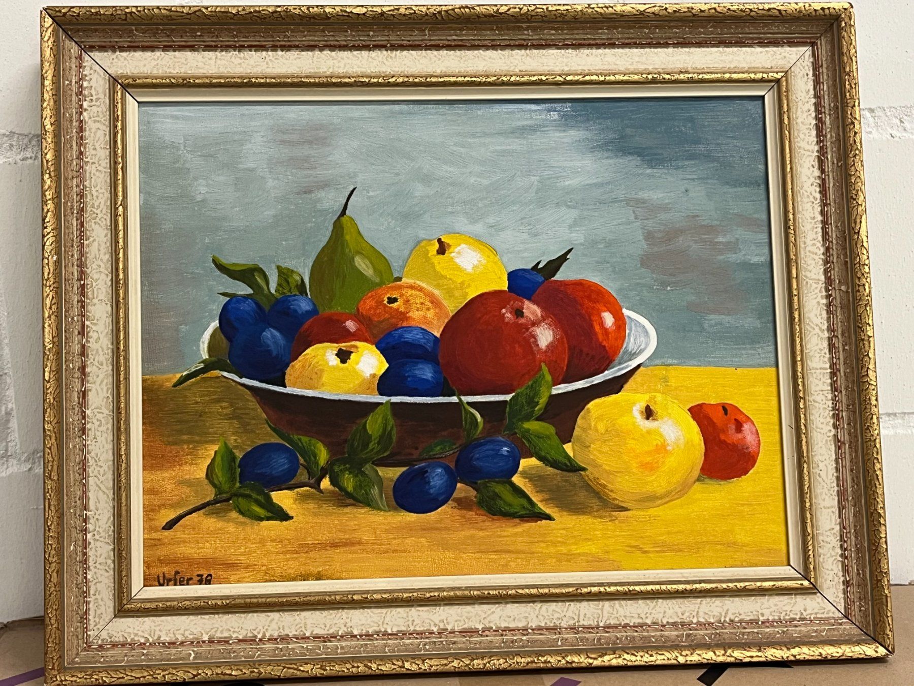 Dipinti: Gemälde "Früchte-Stillleben", signiert, gerahmt – Usato da Basel venduto da Kaffee_und_Kunst 1
