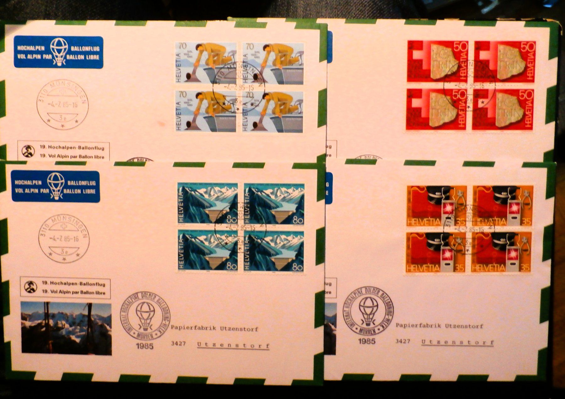 Alle Briefmarken: CH 1985 Hochalpen-Ballonflug – Gebraucht aus Kehrsatz von Bernherb2