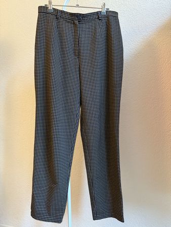 Pantalon vintage bleu à carreaux laine, t.38/40