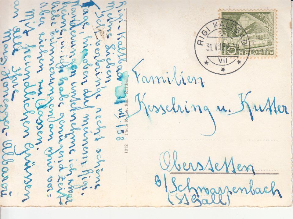 Cartoline postali: Rigi 1958 – Usato da Bürglen TG venduto da StampGraf 1