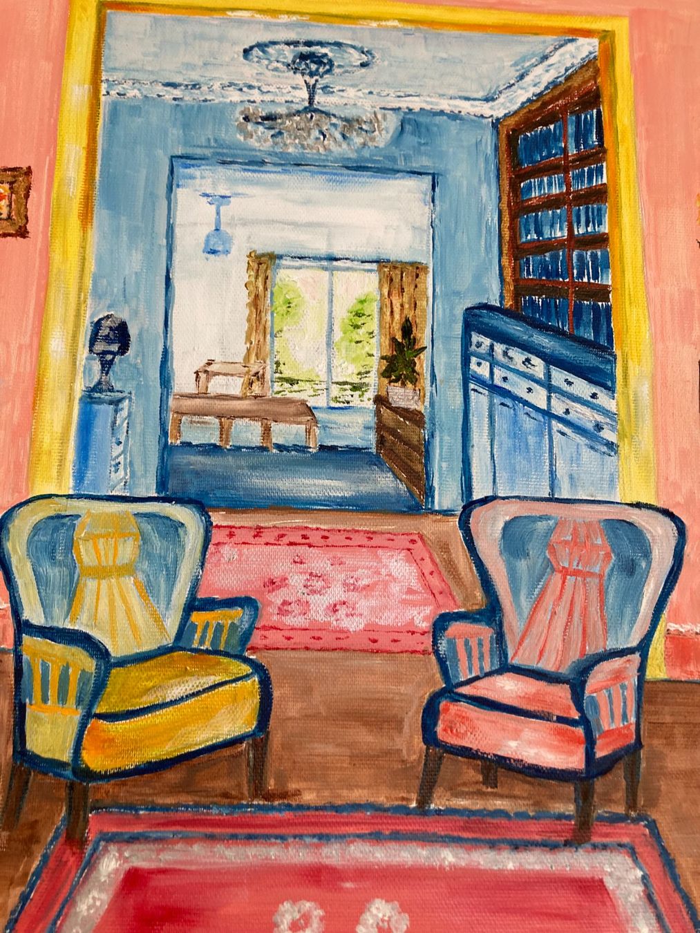 Dipinti: Gemälde, Öl auf Leinwand, Wohnzimmer Interieur, Kunst – Nuovo (secondo la descrizione) da Cham venduto da Felha 5
