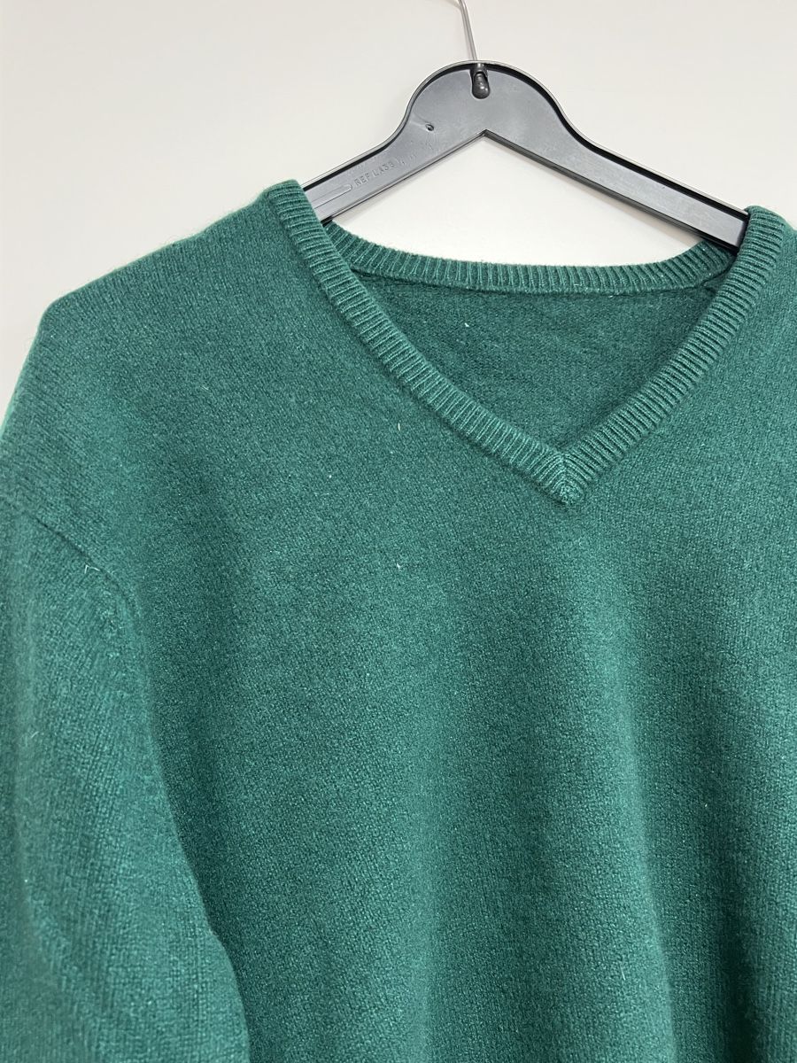 Pulls & Sweat-shirts: V-neck wool pullover emerald green S – D'occasion à Savièse par Flowery_x 1