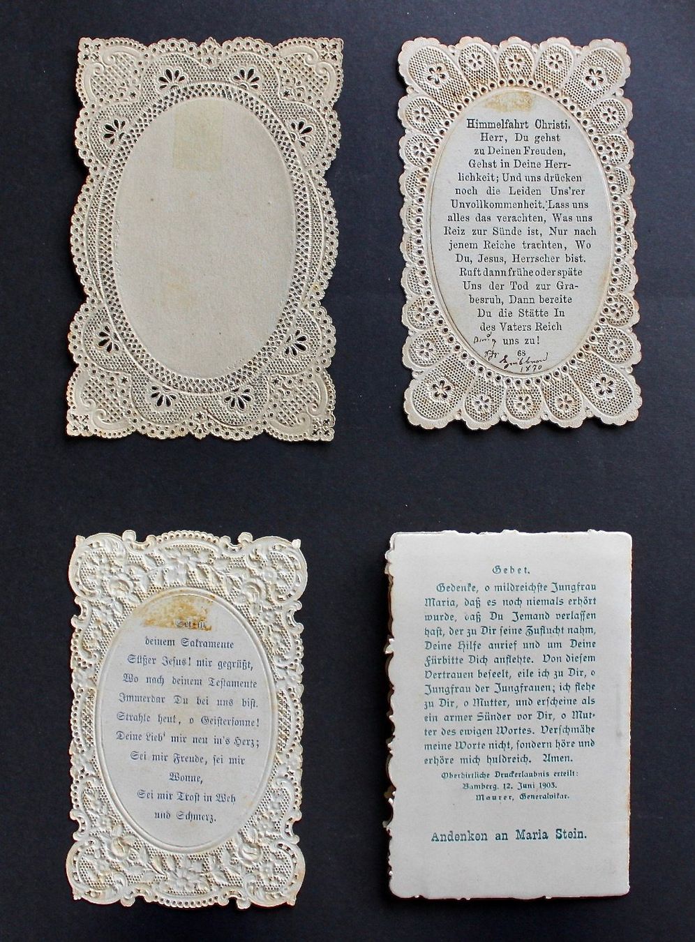 Incisioni: 4 ANDACHTSBILDER, SPITZENBILDER, 1870 UND UM 1900. – Usato da Grandcour venduto da Flowerstyle 1