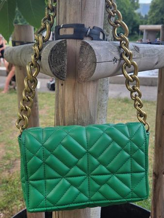 Green quilted bag