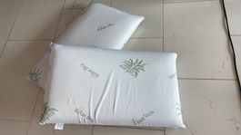 2x cuscini in memory foam con federa in aloe vera