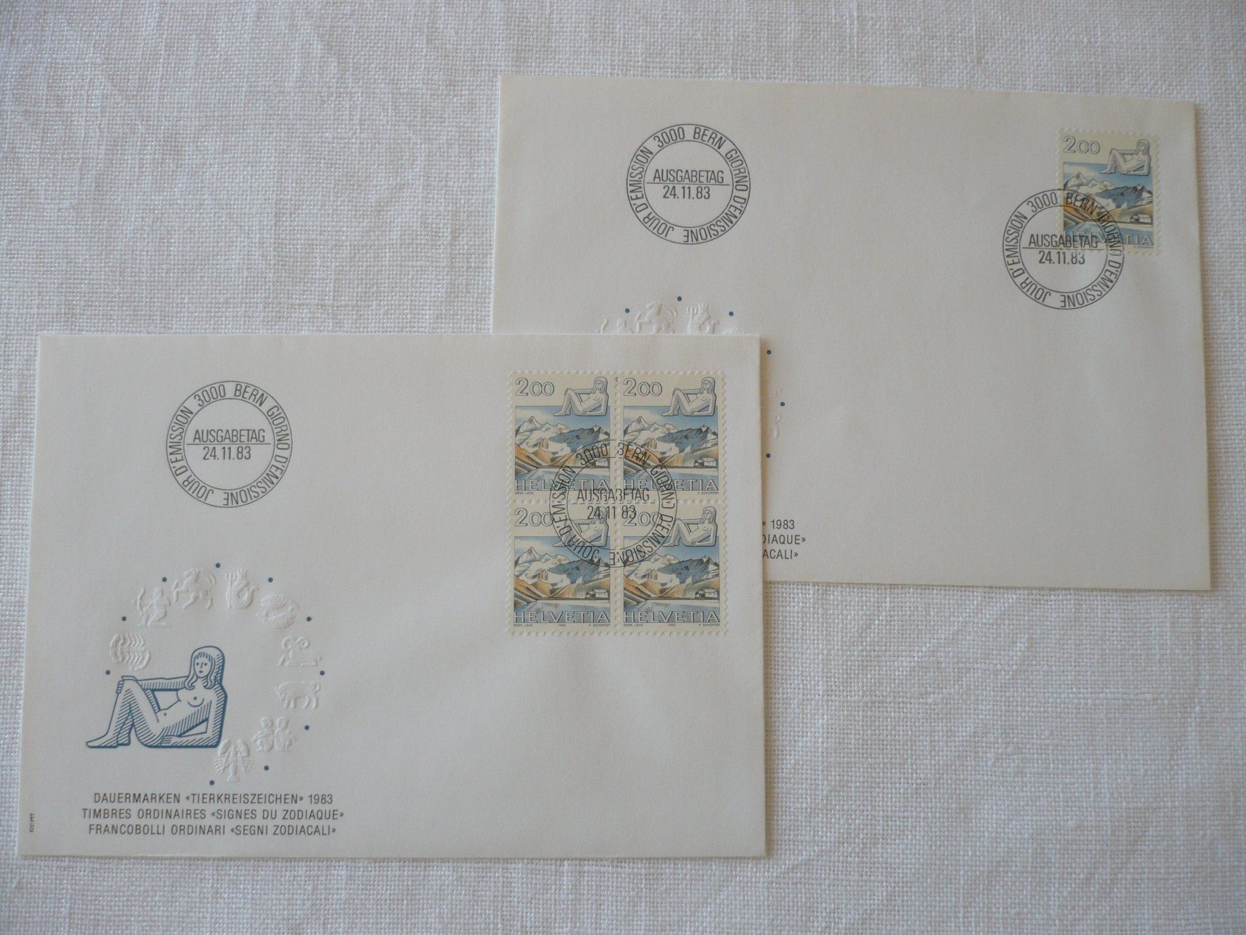 Alle Briefmarken: 1983 2 FDC Schwarzsee Einzelm. & 4er-Bl. SBK 689 – Gebraucht aus Zürich von saltandpepper008