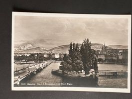 Postkarte Genf Rousseau und Mont Blanc ungelaufen (P174)