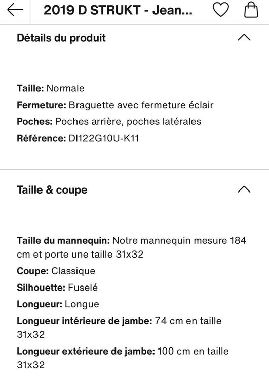 Taille jean 31x32 hotsell