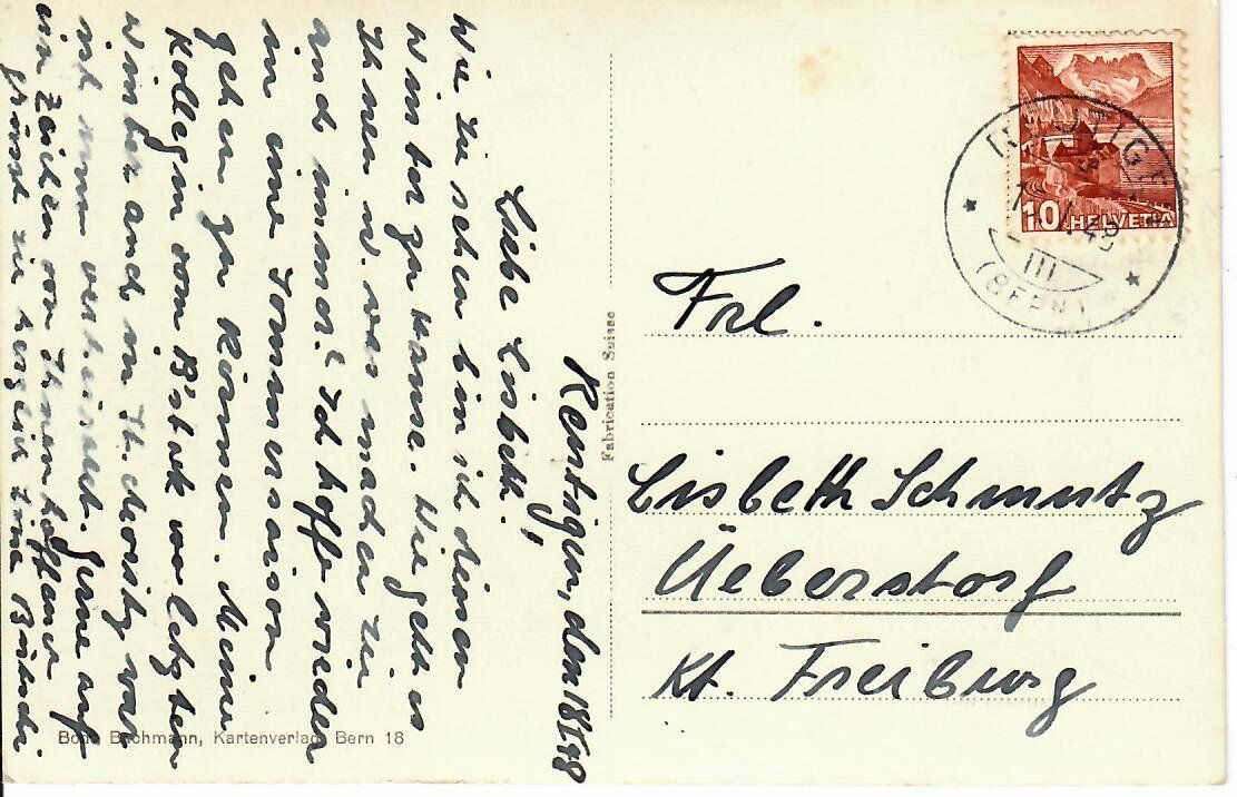 Cartoline postali: Ansicht Reutigen 1948 – Usato da Hochdorf venduto da Ziegel-16 1