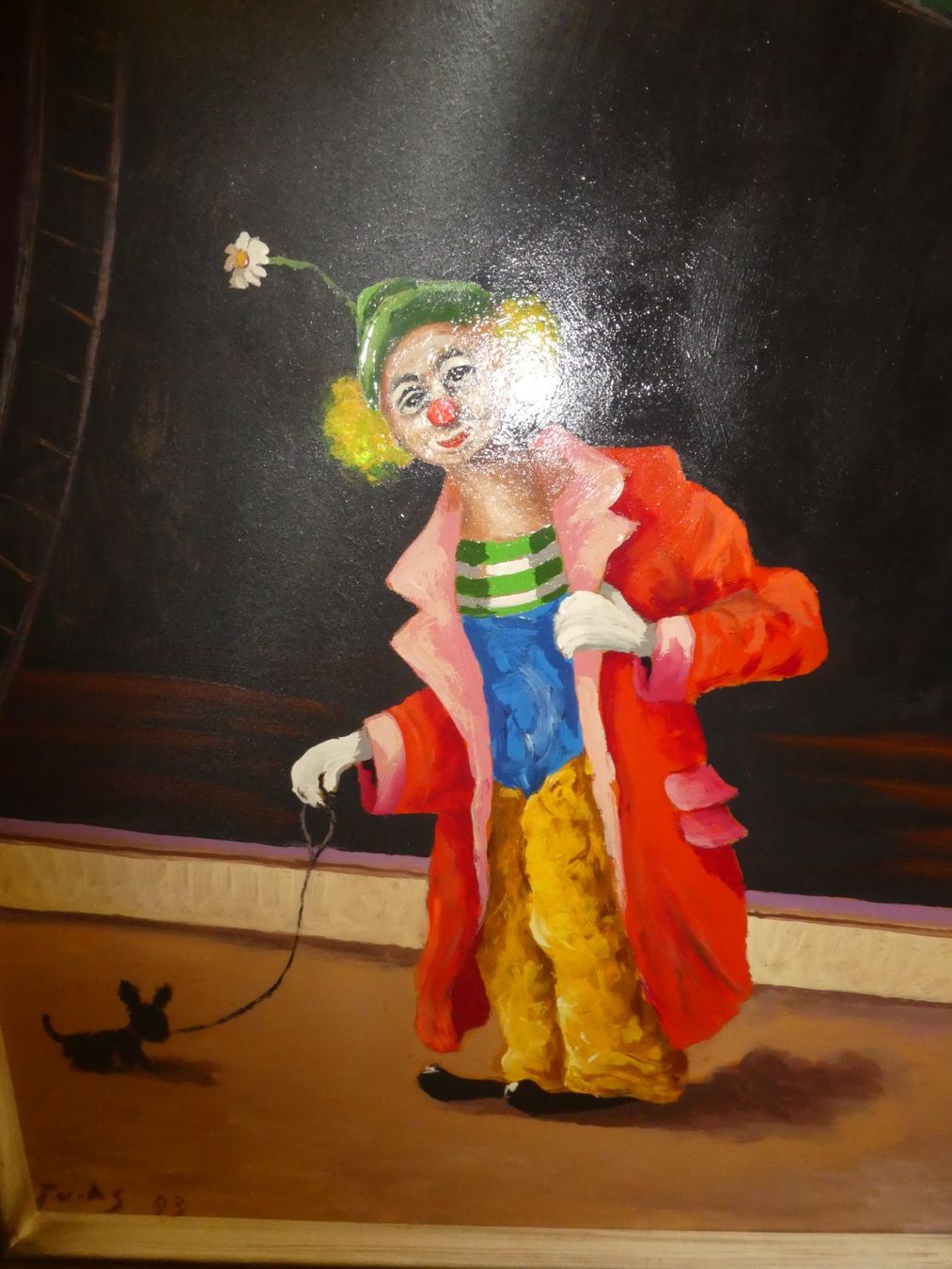 Dipinti: Gemälde Clown mit Hund von Fuchs – Usato da Chur venduto da Diversico2010 2