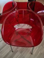Stühle transparent rot Metallgestell 4 Stk.