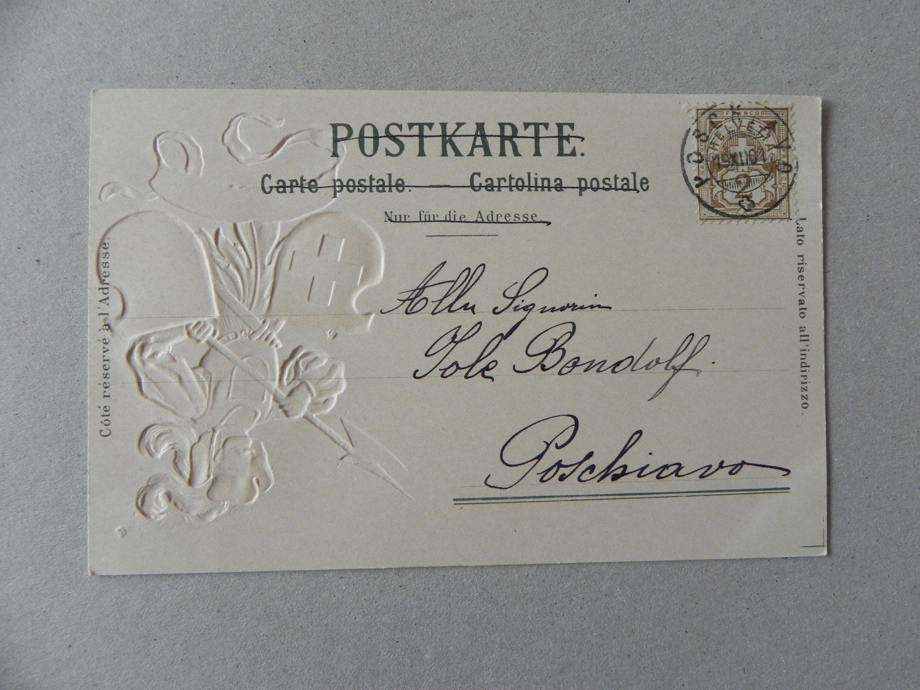 Cartoline postali: Karte Aargau AG Wappen Helebarde Dolch – Usato da Siebnen venduto da krimsie 1