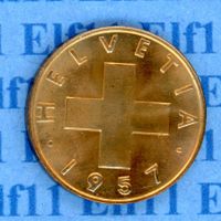 CHF___0.01 1957 stgl * nigelnagelneu! 1 Rappen