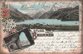 Gruss aus Brunnen,sehr frühe Litho von 1896 !!!