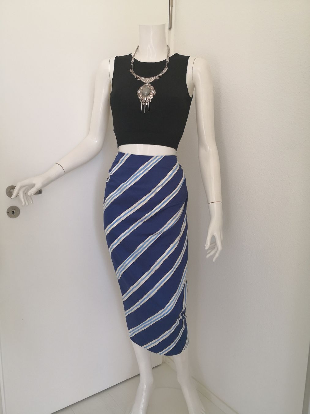 Mango Gonne: 🤩 MANGO MIDI-ROCK BLAU GESTREIFT – Nuovo (secondo la descrizione) da Olten venduto da Naja-Twins-Twins 6