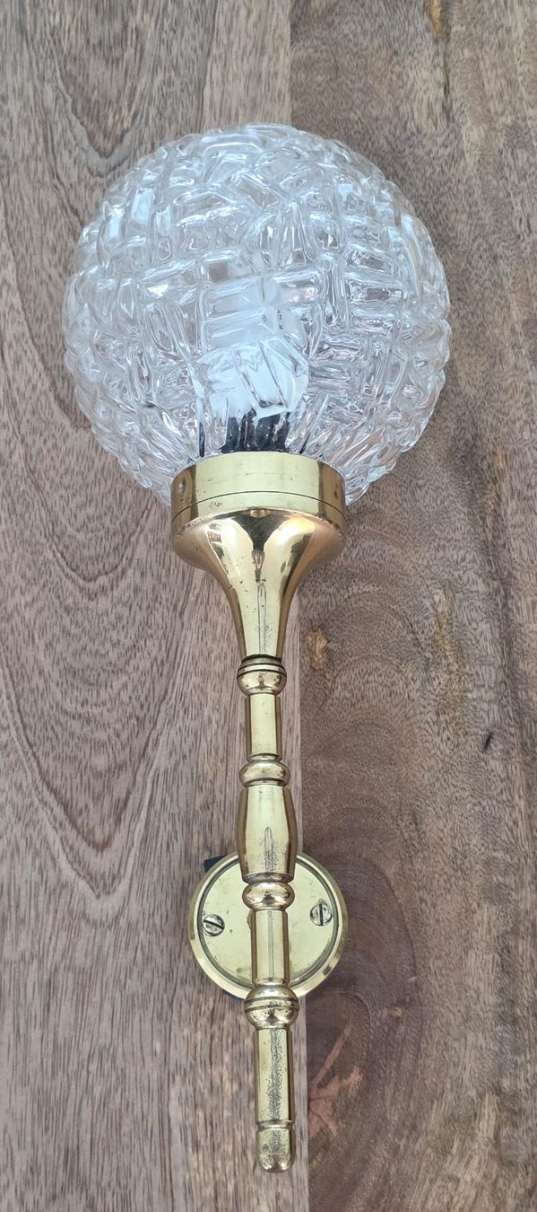 Lampade: Wandlampe Messing mit Glaslampe, Retro – Usato da Rheinsulz venduto da Dred 2