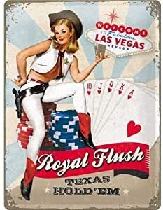 Insegne: Rusty Blechschild-ROYAL FLUSH TEXAX HOLD – Nuovo e nell'imballaggio originale da Rupperswil venduto da big-one-sale