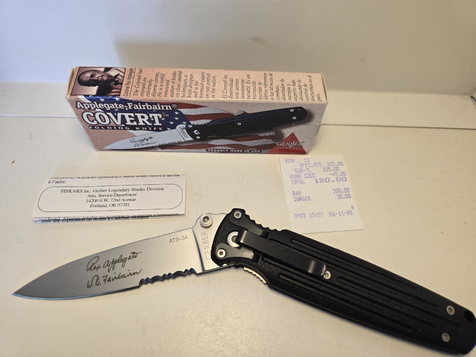 Gerber Zubehör: *Gerber Applegate-Fairbairn Covert Klappmesser ATS-34 – Neu (gemäss Beschreibung) aus winterthur von Sammlerecke 2
