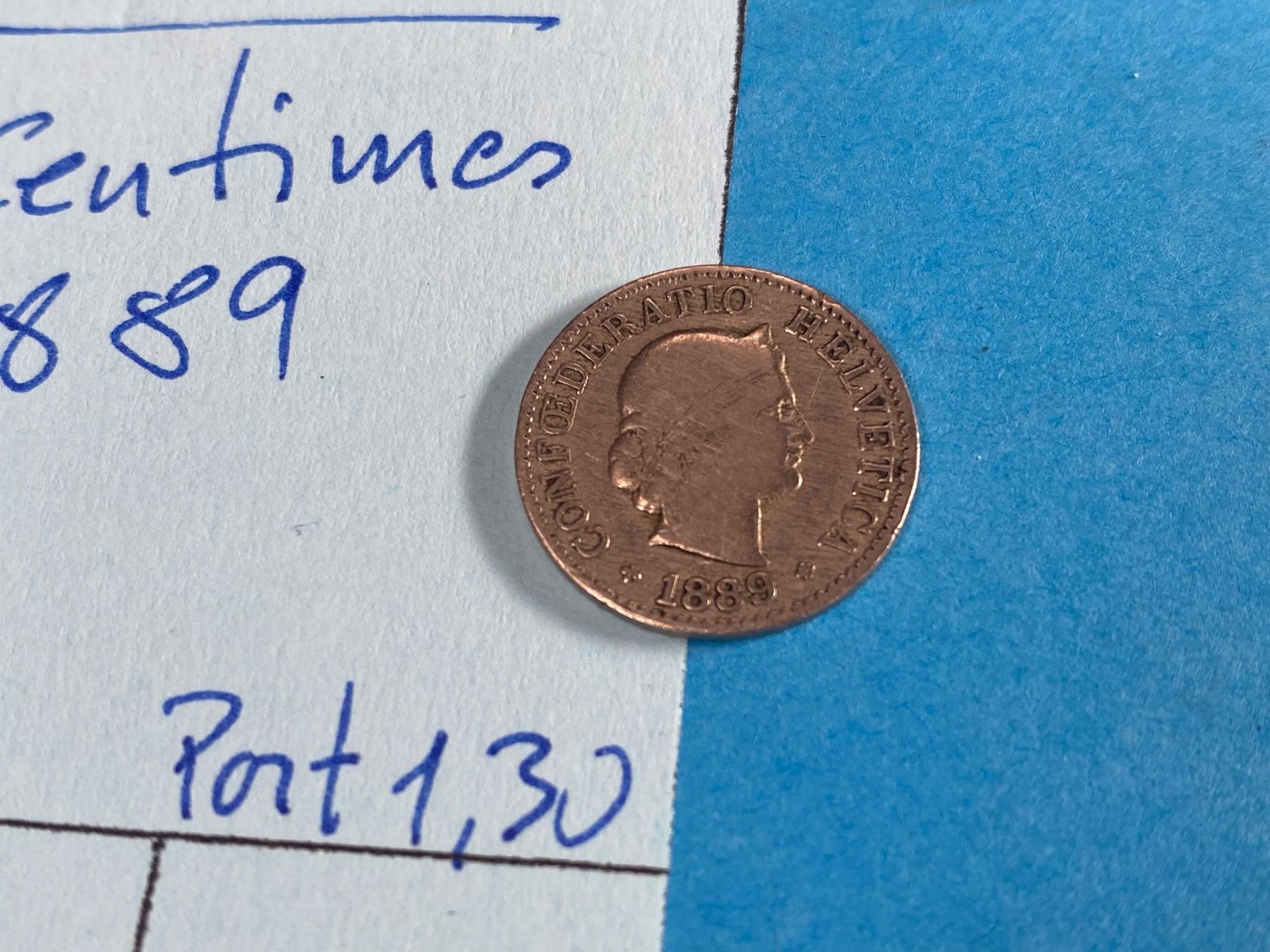 Tutti le monete: SUISSE : 5 CENTIMES 1889 – Usato da genève venduto da GEnumist 1