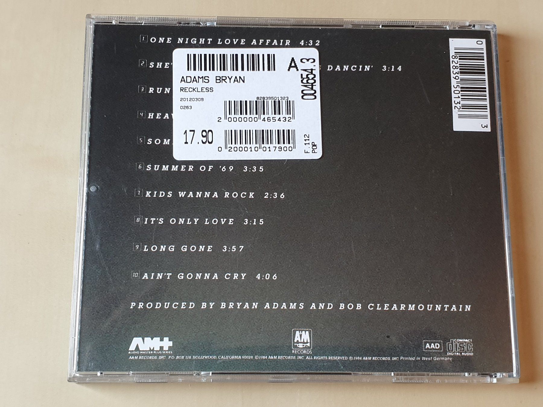 CDs: Bryan Adams Reckless – Gebraucht aus Stansstad von collectorsshop 1