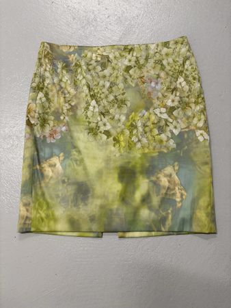Marc Cain Satin Rock Gr. 44 Blumenprint grün beige