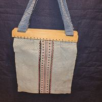 Vintage Handtasche Holzgriff Handarbeit gestickt 50er Jahre 