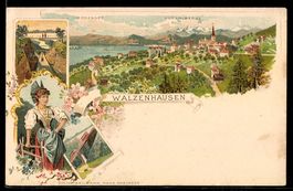 Litho Walzenhausen, Ortsansicht gegen Vo