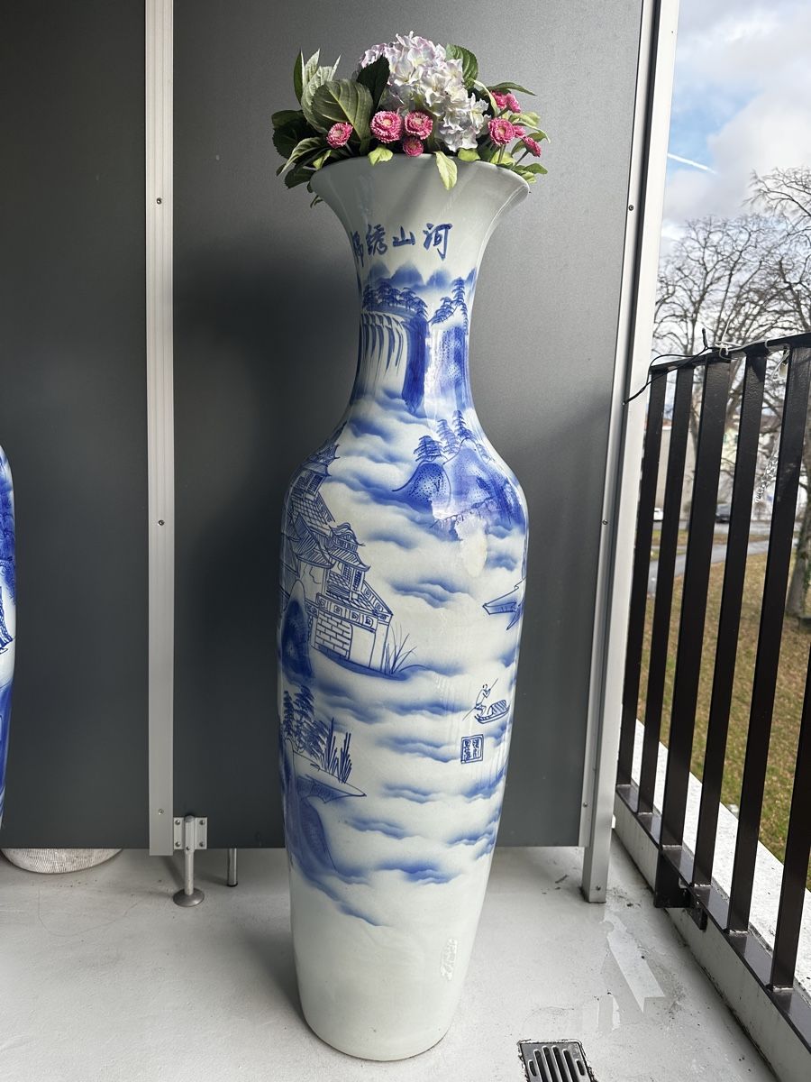Tutte le decorazioni: Tall Blue & White Vases Pair - Summer Decor – Usato da Niederlenz venduto da bul_m9x7 1