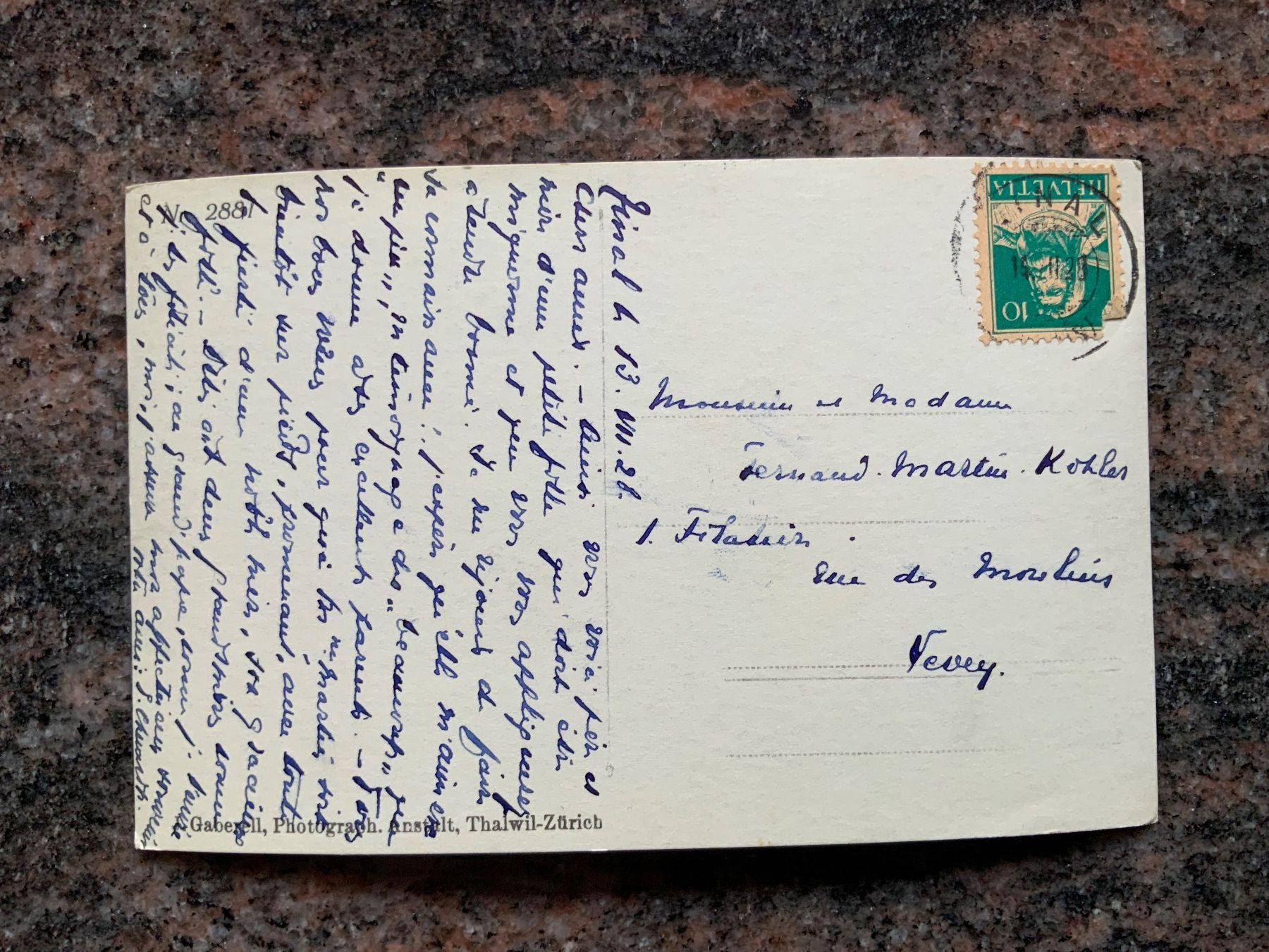Cartoline postali: Ansichtskarte, gelaufen 1928 – Usato da Vellerat venduto da joromaur 1