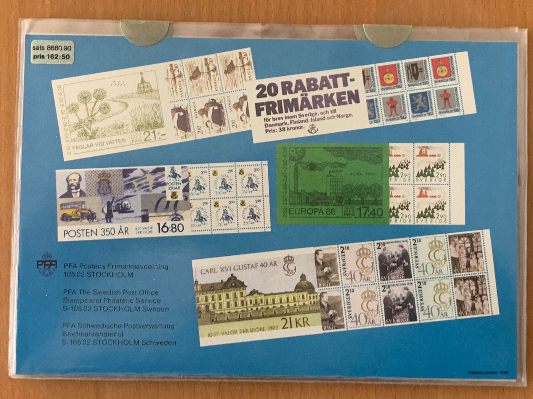 Tutti i francobolli: Schweden Suède 1986 - Swedish Stamp Booklets - Complete Set – Nuovo e nell'imballaggio originale da Chavornay venduto da 4dphila 7