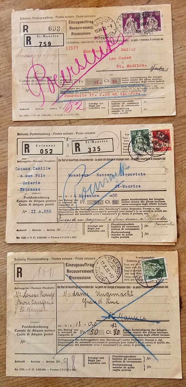 Alle Briefmarken: 3 Einzugsauftrag, 10922-33 – Gebraucht aus Les Valettes von Nuba1