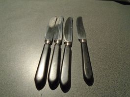 Messer 4 Stück, Eichenlaub, schwarzer Griff
