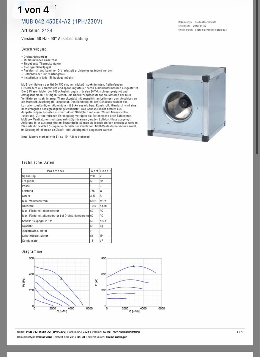 Ventilatori: Systemair  Box Ventilator ( Lüftung) – Nuovo (secondo la descrizione) da Härkingen venduto da 1S. 5