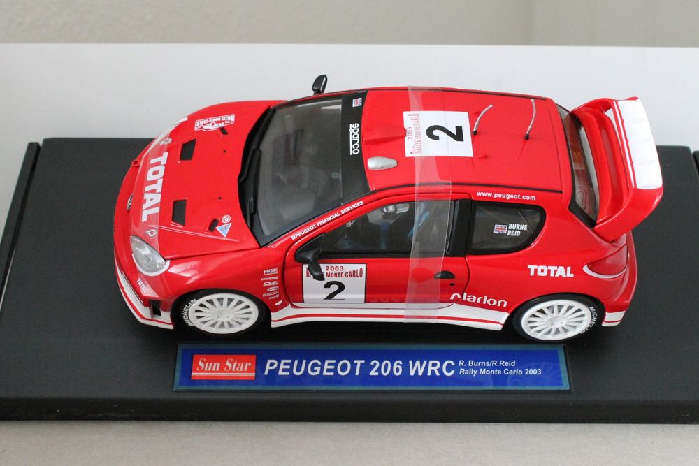 Peugeot 206 WRC R.Burns Rally Monte-Carlo 2003 /Sunstar 1:18 (Neu und ...