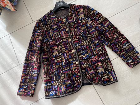 Vintage Jacquard Strickjacke Gr.38 bunt ausgefallen Herbs...