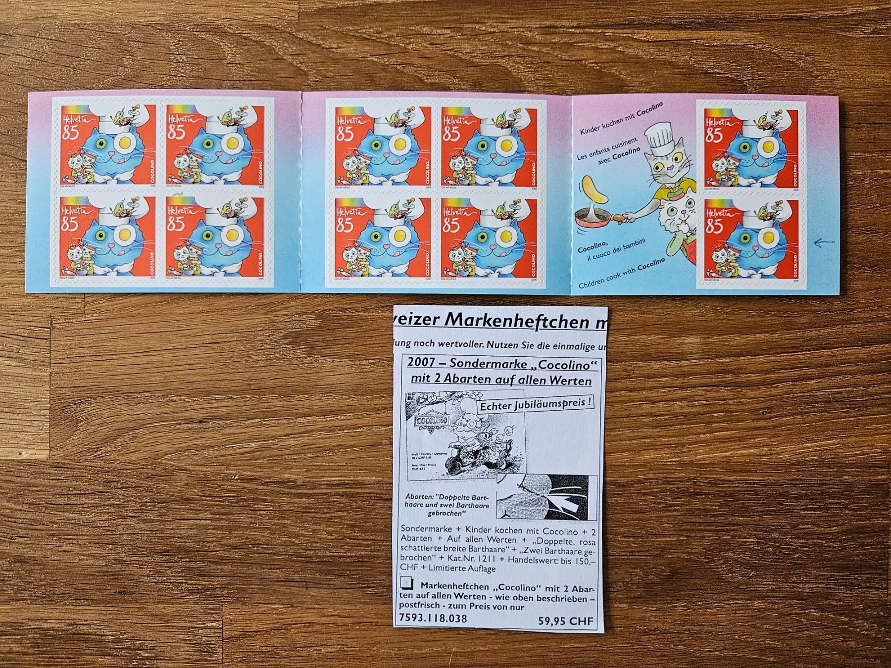 Tutti i francobolli: Markenheft Kochen mit Cocolino mit zwei Abarten, Postfrisch – Usato da Rickenbach SO venduto da Bytebull