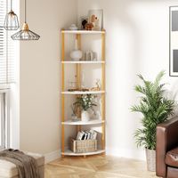 Eckregal 5 Ebenen Standregal Bücherregal Weiss Holz