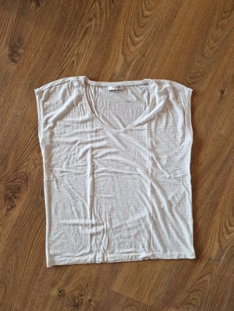 T-Shirt, Shirt weiss-grau gestreift Pieces Gr. L (Damen)