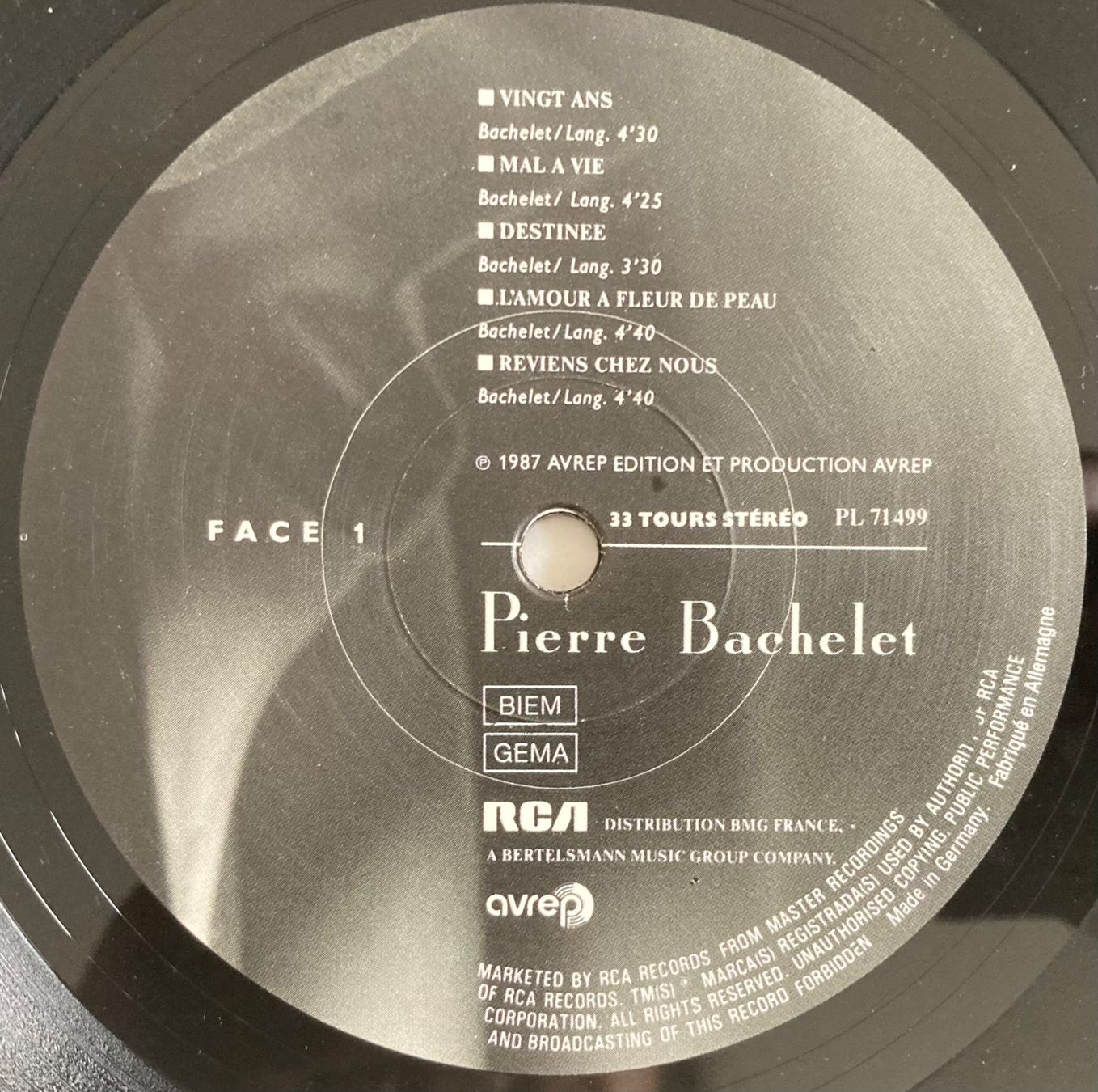 Vinyles: PIERRE BACHELET - PIERRE BACHELET – D'occasion à Poliez-Pittet par Newtown-Records 4