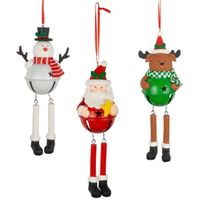 Baumschmuck 3 Weihnachts Figuren mit Glocke und bew. Beinen