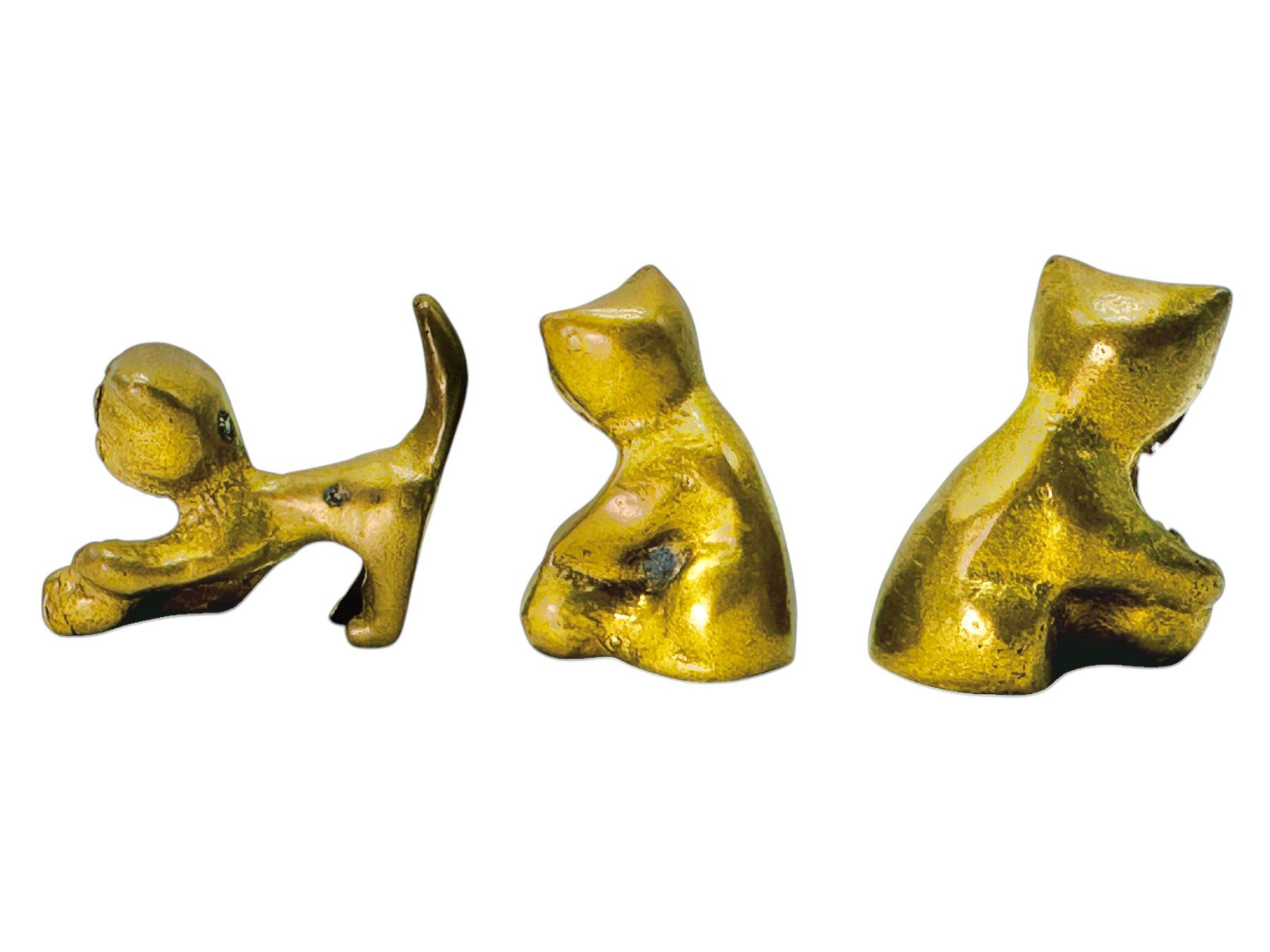 Skulpturen & Statuen: Ensemble de 3 figurines chats en bronze massif doré – Gebraucht aus Morges von vintiques 3