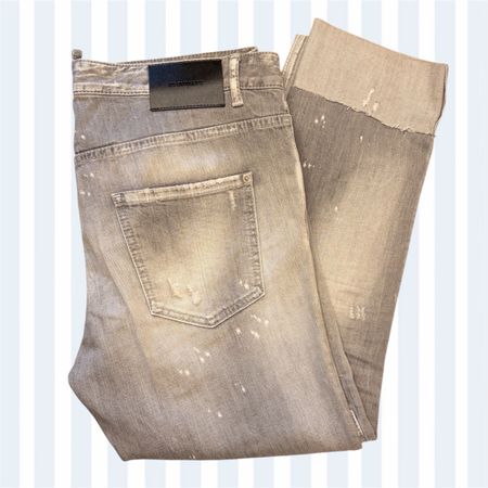 Graue DSQUARED2 Jeans mit Patches – Perfekt für den Frühling