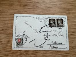 Postkarte von Bergamo Italien in die Schweiz mit Porto Marke