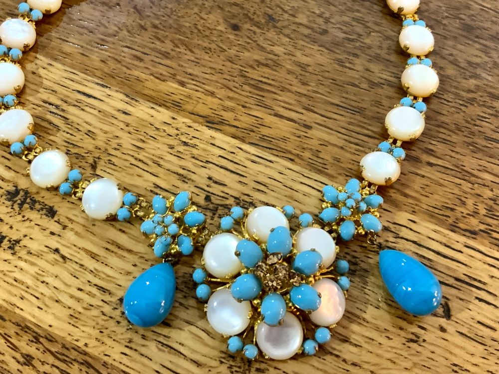 COLLIER Bohème Perles De Verre Noir Gablonz - Longueur 19.6 Pouces (~50 Cm), Vintage, Verre Tchèque