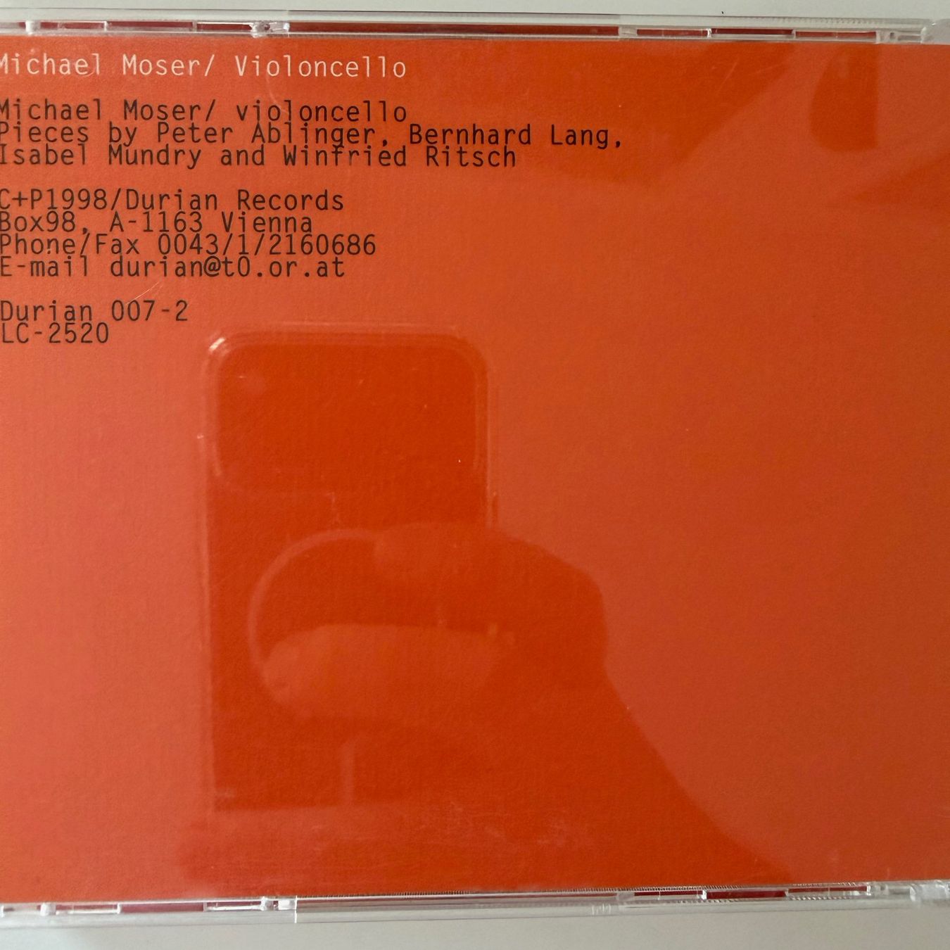 CDs: Michael Moser - Violoncello (Durian) Ablinger/Lang – D'occasion à Zug par Mirare9 3